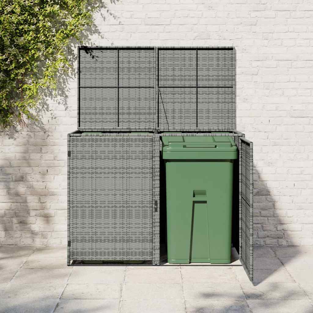Double Wheelie Bin Shed Poly Rattan Anthracite 58.3x30.3x43.7