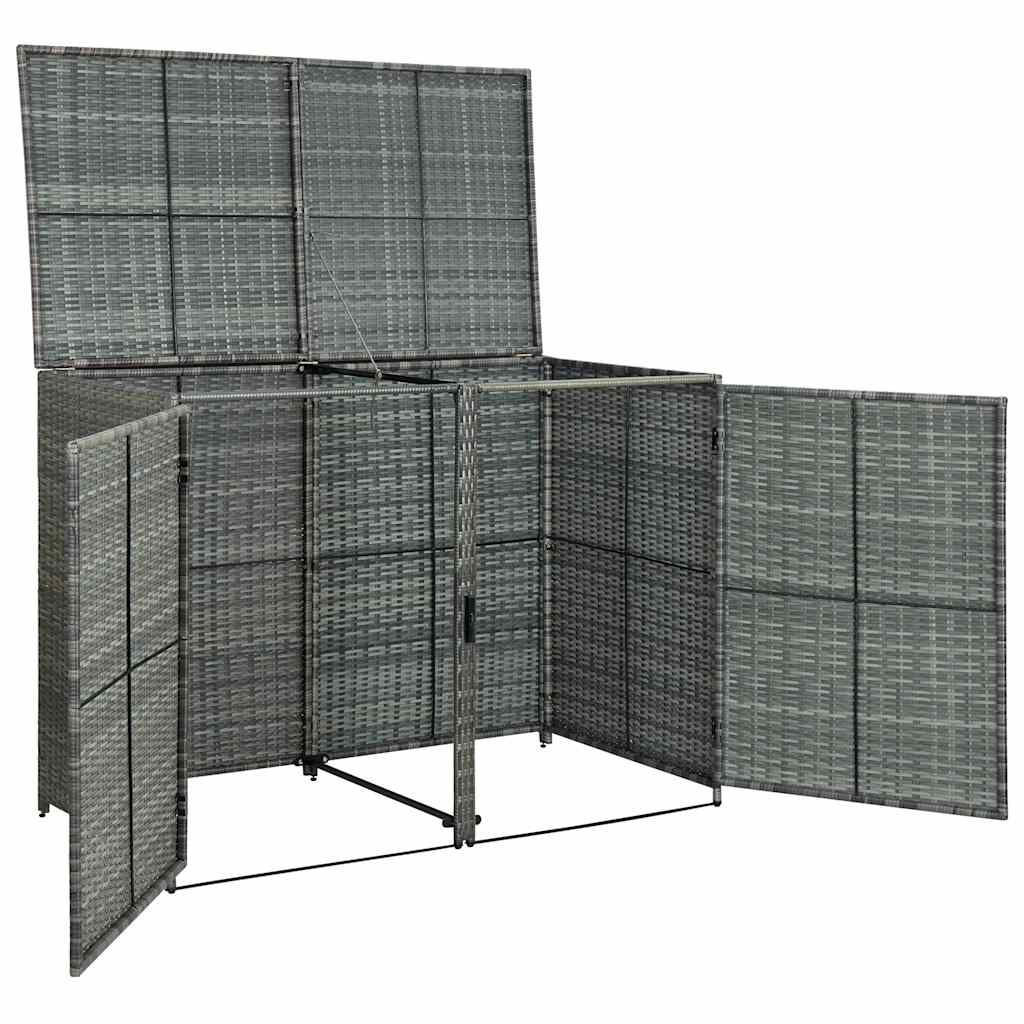 Double Wheelie Bin Shed Poly Rattan Anthracite 58.3x30.3x43.7
