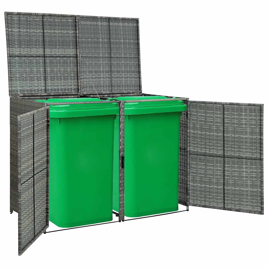 Double Wheelie Bin Shed Poly Rattan Anthracite 58.3x30.3x43.7