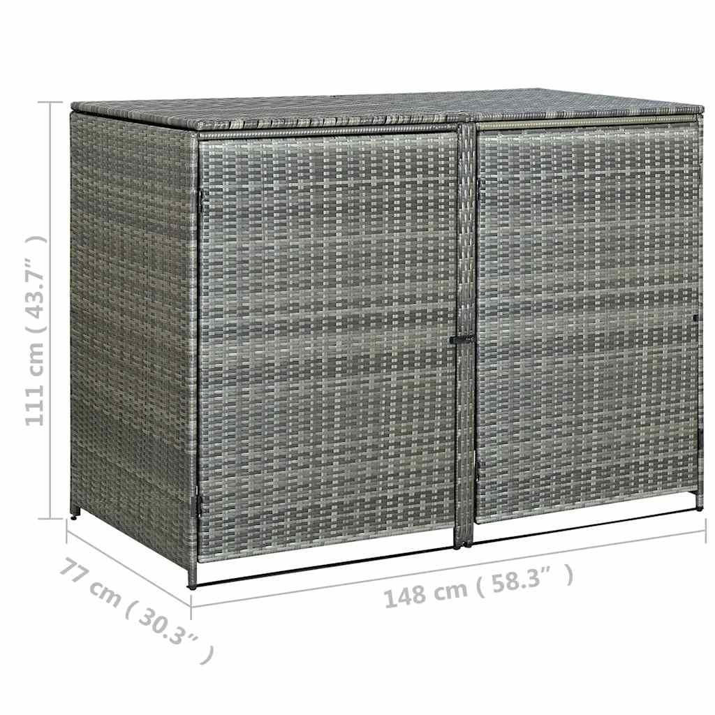 Double Wheelie Bin Shed Poly Rattan Anthracite 58.3x30.3x43.7