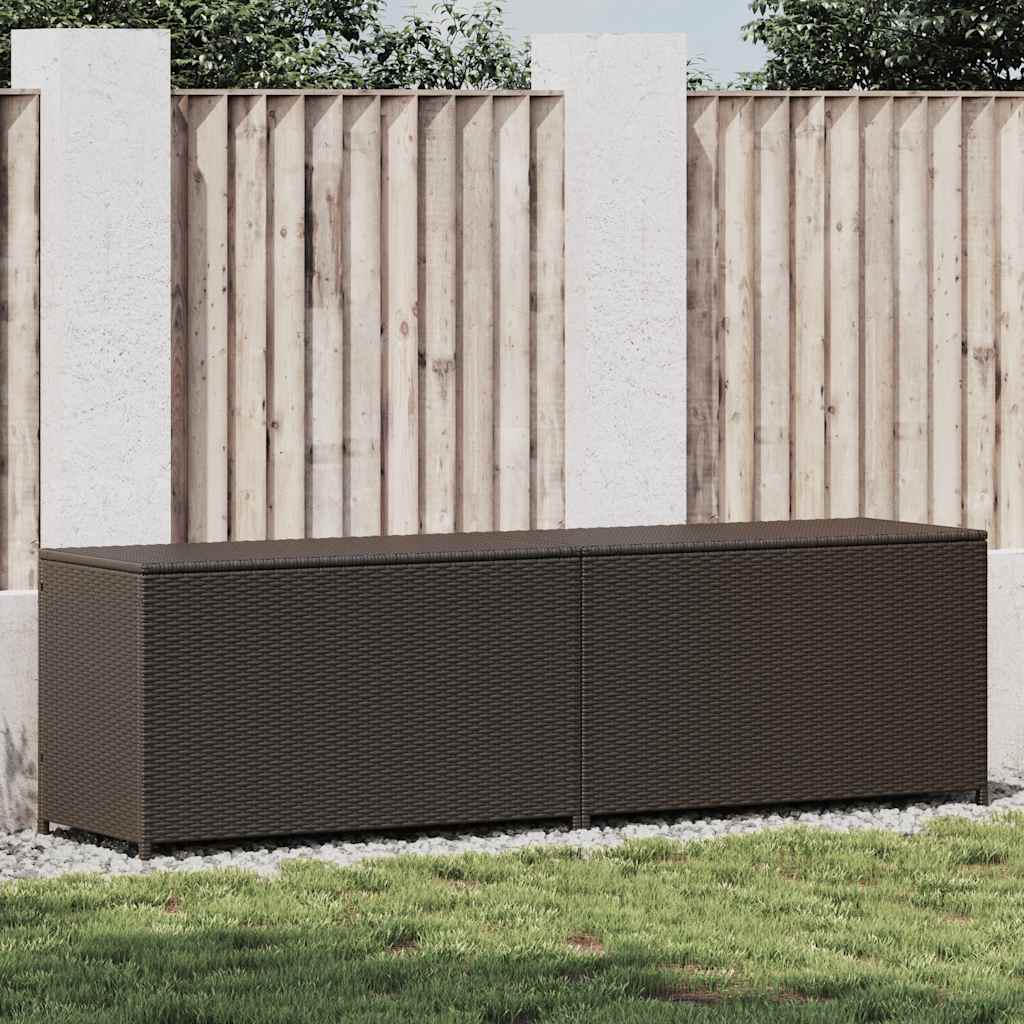 Storage Chest Brown Poly Rattan and Powder-Coated Steel