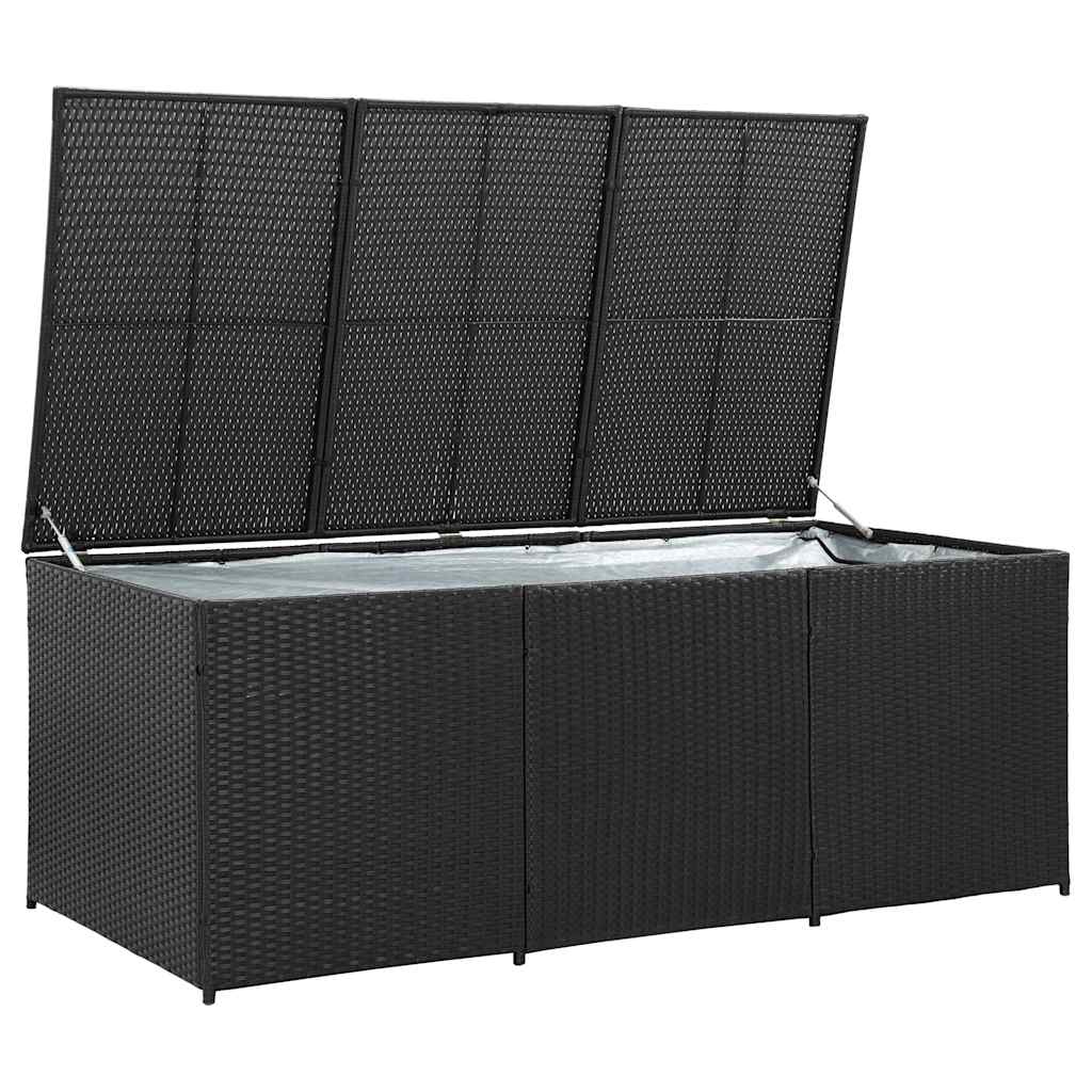 Storage Chest Black Polyethylene Rattan Large Garden Storage Box – Bostome