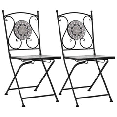 Garden Chair Set of 2 Grey Powder-coated steel and ceramic
