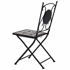 Garden Chair Set of 2 Grey Powder-coated steel and ceramic