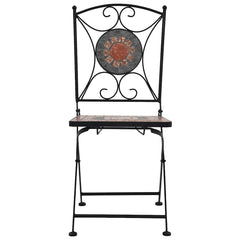 Garden Chair Set of 2 Orange and Grey Powder-coated iron, Ceramic