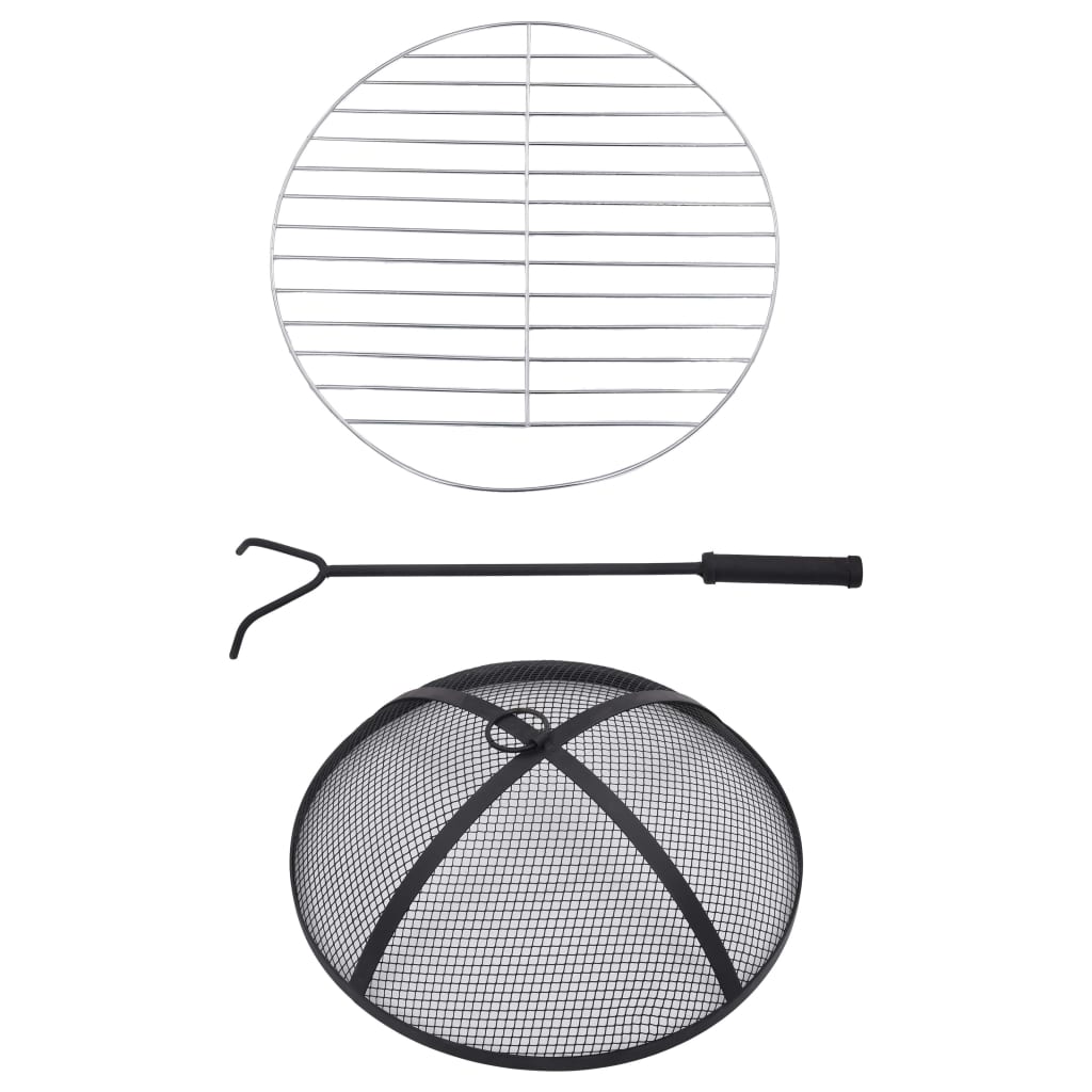 Mosaic Fire Pit Table Black and White 26.8 Ceramic