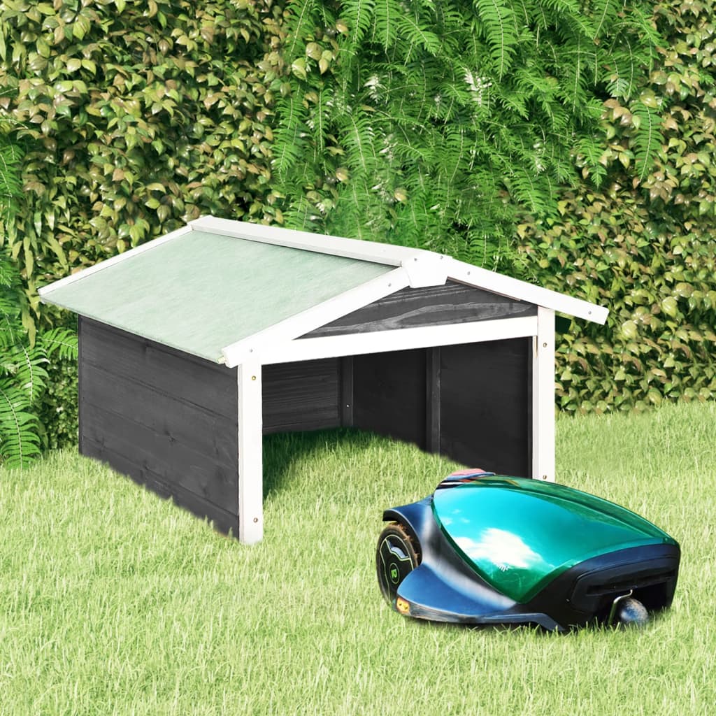 Lawn Mower Garage Gray and White Solid Firwood, Plywood Medium