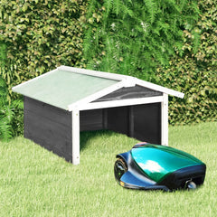 Lawn Mower Garage Gray and White Solid Firwood, Plywood Medium