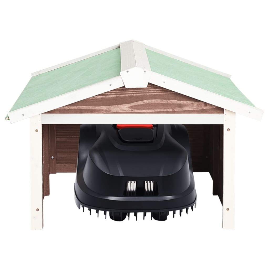 Robotic Lawn Mower Garage 28.3x34.3x19.7 Mocca and White Firwood