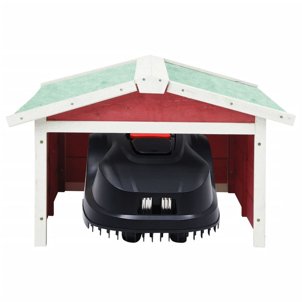 Robotic Lawn Mower Garage 28.3x34.3x19.7 Red and White Firwood