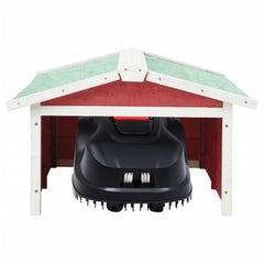 Robotic Lawn Mower Garage 28.3x34.3x19.7 Red and White Firwood