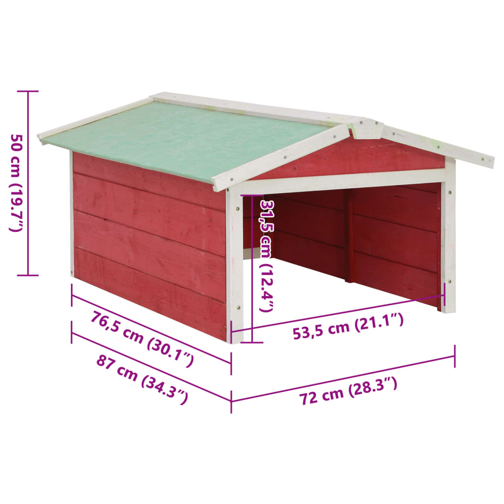 Robotic Lawn Mower Garage 28.3x34.3x19.7 Red and White Firwood