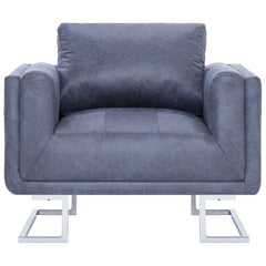 Cube Armchair Gray Faux Suede Leather