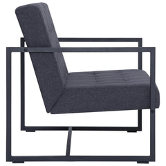 Armchair Dark Gray Polyester fabric and steel 2-seater sofa