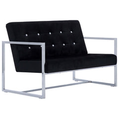 Armchair Black Velvet, Chrome, Wood Standard Durable Loveseat