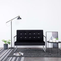 Armchair Black Velvet, Chrome, Wood Standard Durable Loveseat