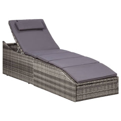 Sunbed Grey rattan and dark grey cushion