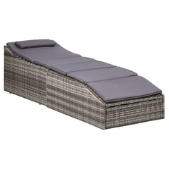 Sunbed Grey rattan and dark grey cushion