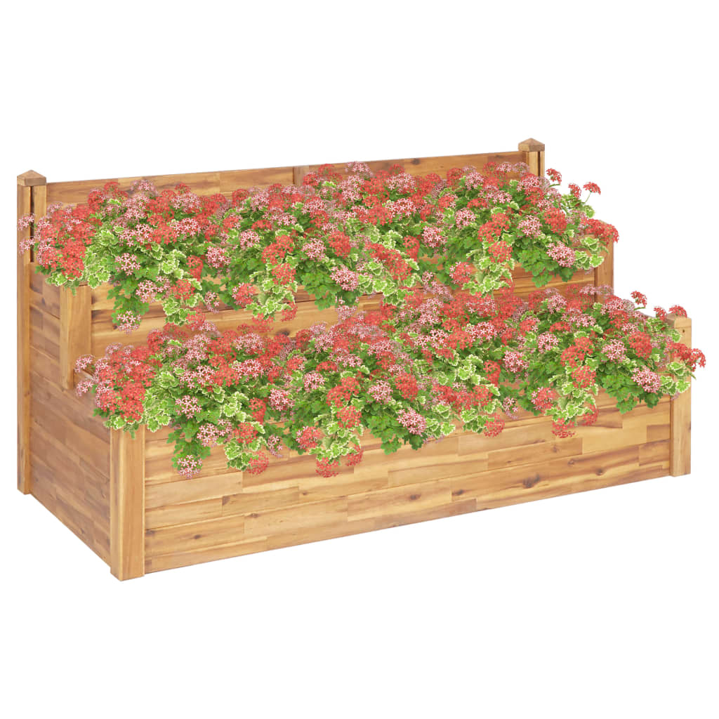 2-Tier Garden Planter 63x29.5x33.1 Solid Acacia Wood
