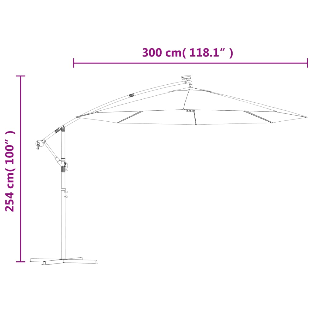 Cantilever Garden Parasol with LED Lights and Steel Pole 118.1 Azure