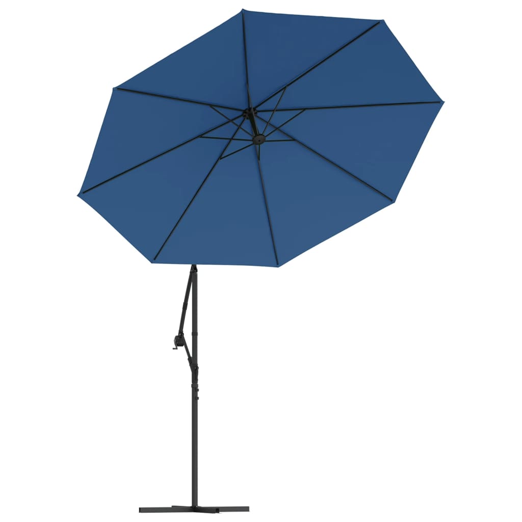 Cantilever Garden Parasol with LED Lights and Steel Pole 118.1 Azure