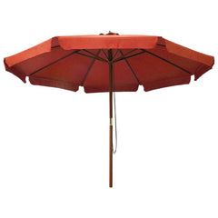 Garden Parasol Terracotta Polyester, Laminated Bamboo, Hardwood
