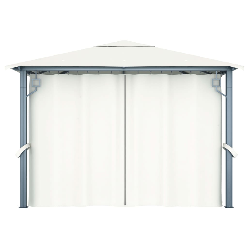 Gazebo with Curtain 118.1x118.1 Cream Aluminum