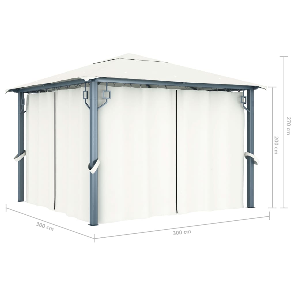 Gazebo with Curtain 118.1x118.1 Cream Aluminum