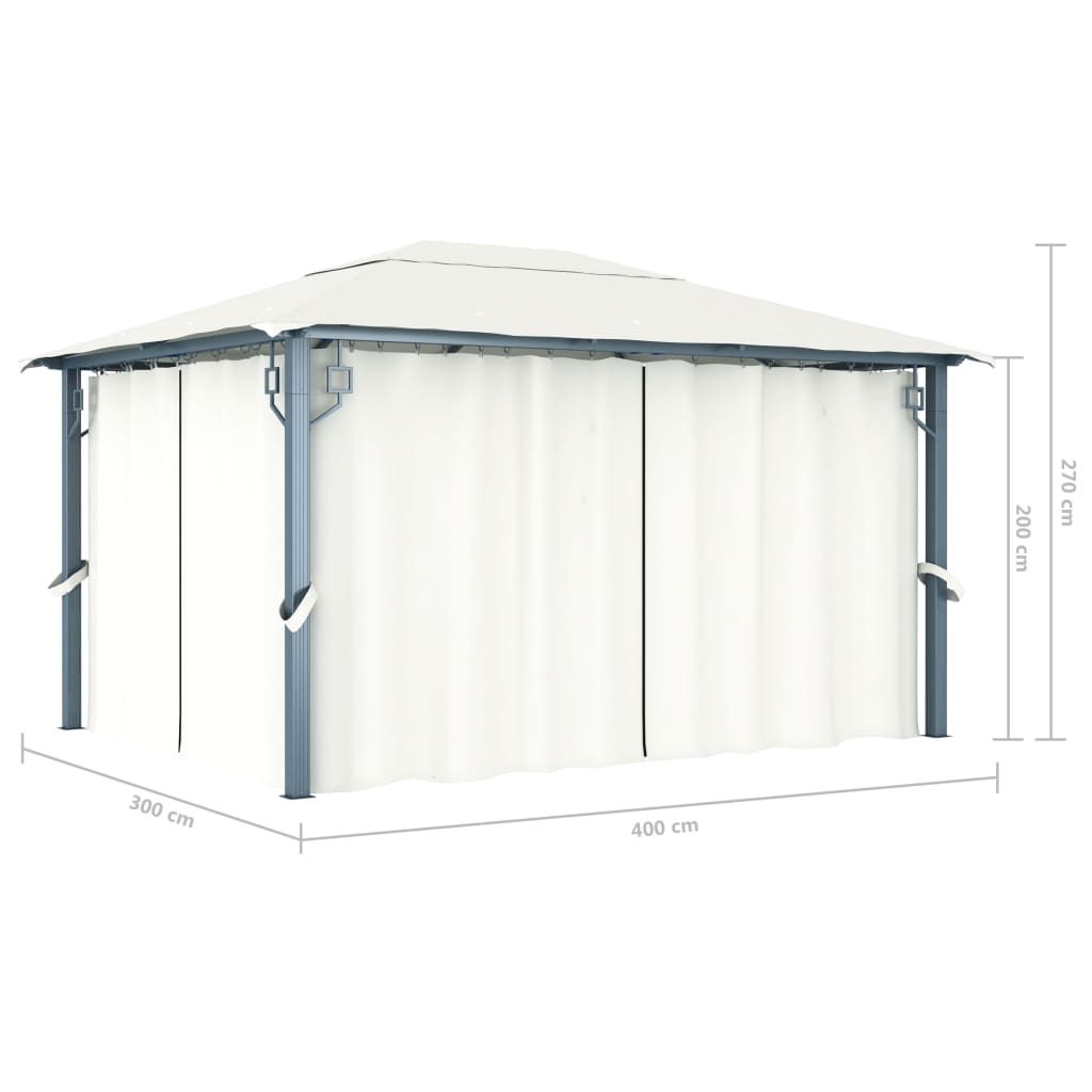 Gazebo with Curtain 157.5x118.1 Cream Aluminum