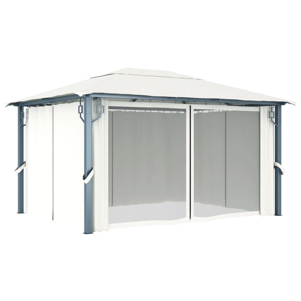 Gazebo with Curtain 157.5x118.1 Cream Aluminum