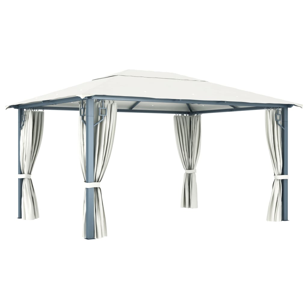 Gazebo with Curtain 157.5x118.1 Cream Aluminum