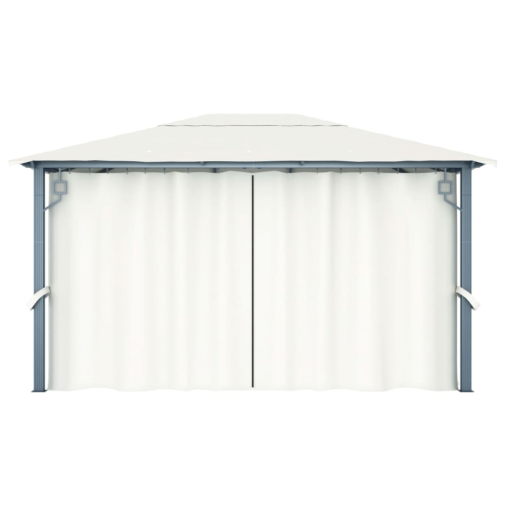 Gazebo with Curtain 157.5x118.1 Cream Aluminum