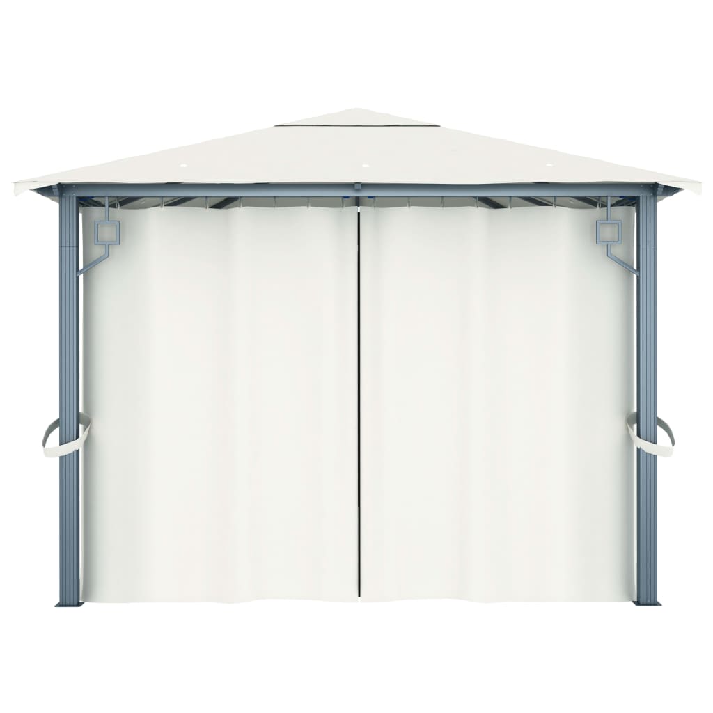 Gazebo with Curtain 157.5x118.1 Cream Aluminum