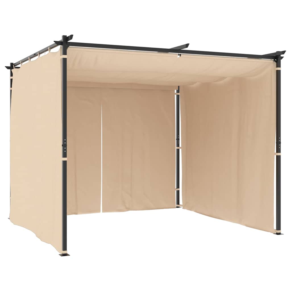 Gazebo with Curtains 9.8'x9.8' Cream Steel