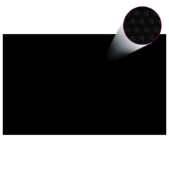 Black solar pool cover, 102.4x63 inches, made of PE with air bubbles.