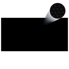 Black solar pool cover, 192.1x96.1 inches, PE material with air bubbles.