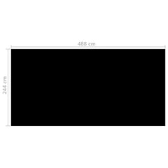 Black solar pool cover measuring 192.1 by 96.1 inches made of PE material.