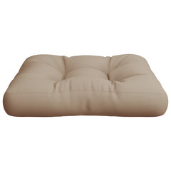 Taupe polyester pallet cushion, 19.7x19.7x4.7 inches, with tufted design.