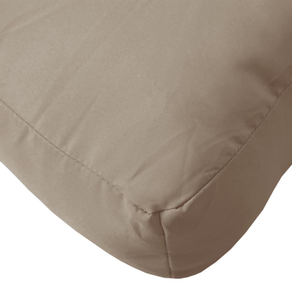 Taupe polyester pallet cushion, 19.7x19.7x4.7 inches, square shape.