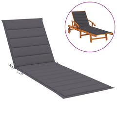 An anthracite sunlounger cushion is shown, with a smaller image of it on a wooden lounger.