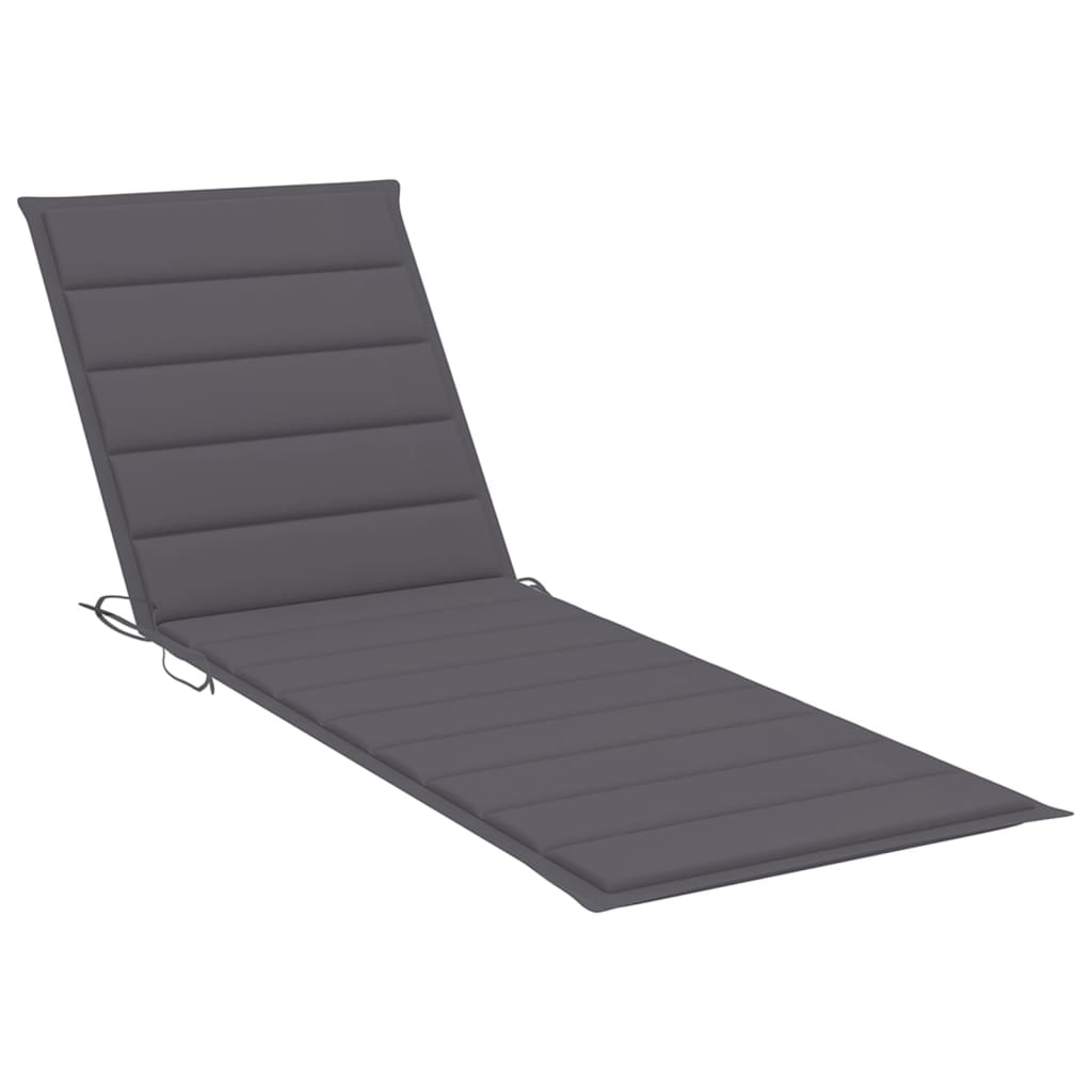 Anthracite polyester sunlounger cushion with tufted design, ties, and elastic band.