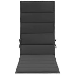 Anthracite polyester sunlounger cushion with ties, 74.8x23.6x1.6 inches.