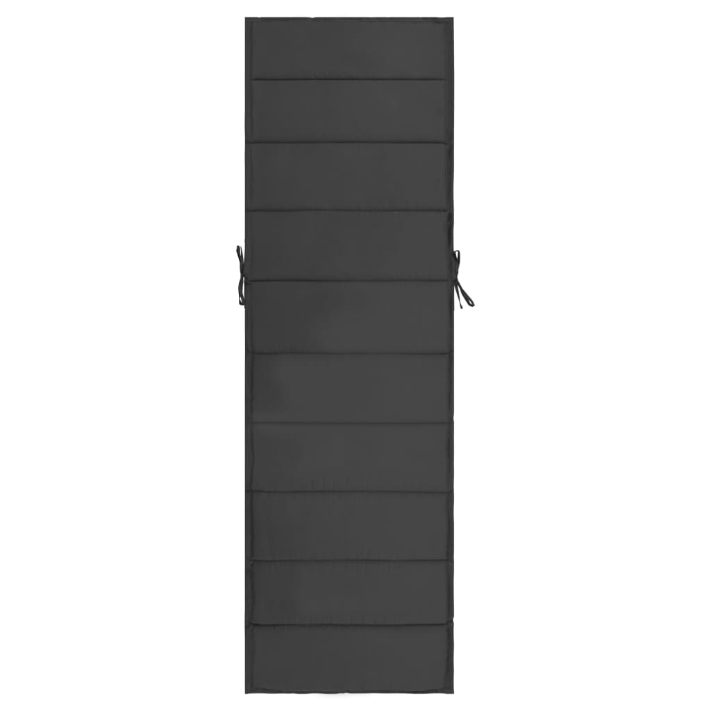 Anthracite polyester sunlounger cushion with ties, 74.8x23.6x1.6 inches.