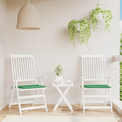 Two green Oxford fabric garden chair cushions with ties, sized 19.7x19.7x1.2 inches.