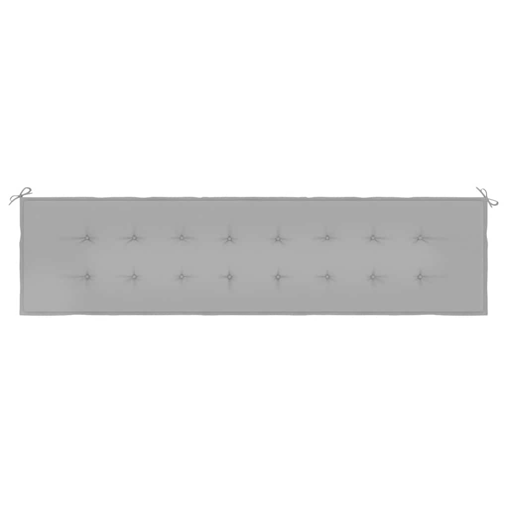 Gray garden bench cushion in Oxford fabric, 78.7x19.7x1.6 inches, with ties.