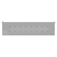 Gray garden bench cushion in Oxford fabric, 78.7x19.7x1.6 inches, with ties.