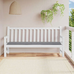Gray Oxford fabric garden bench cushion, 78.7x19.7x1.6 inches, on white wooden bench.