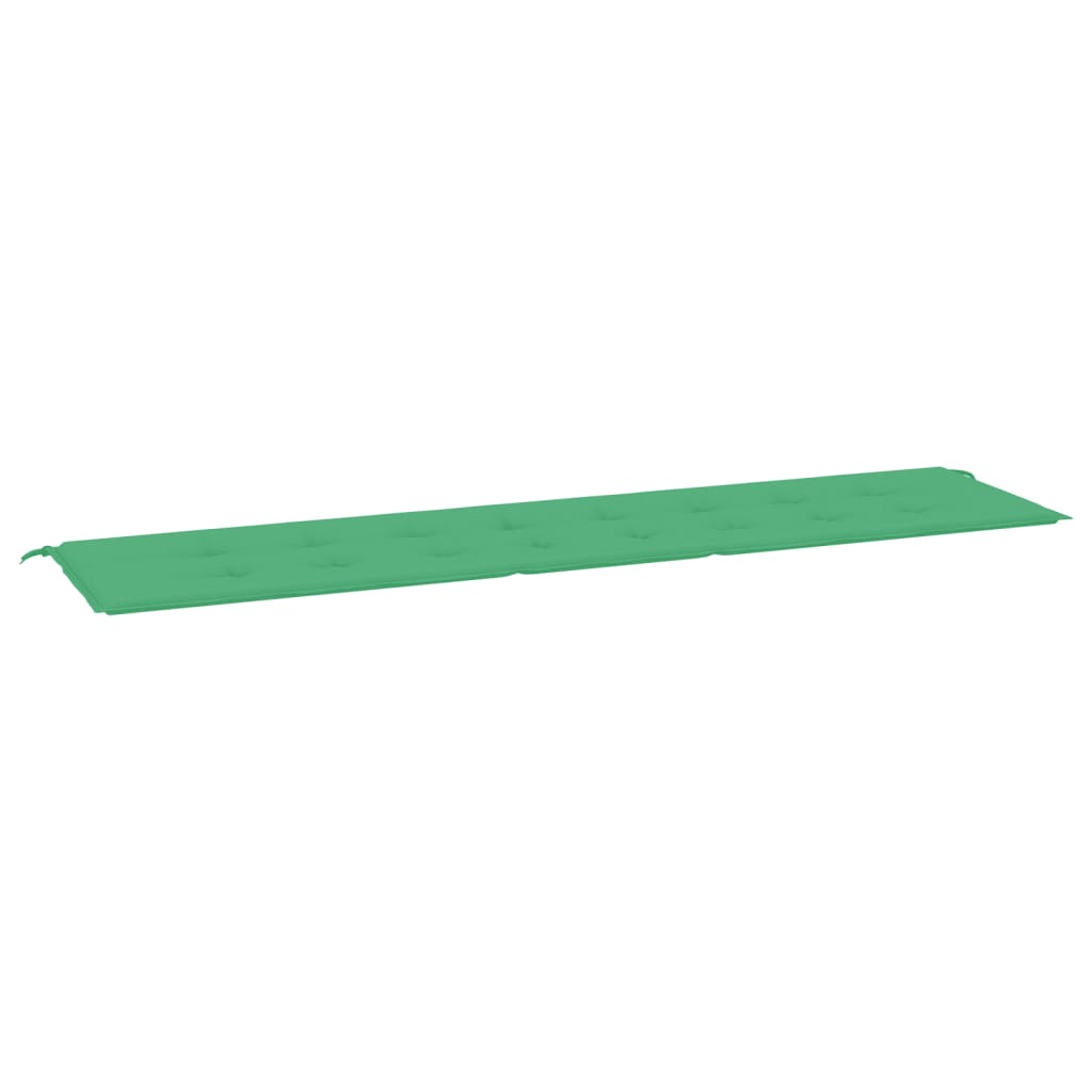 Green Oxford fabric garden bench cushion, 78.7x19.7x1.2 inches, with ties.