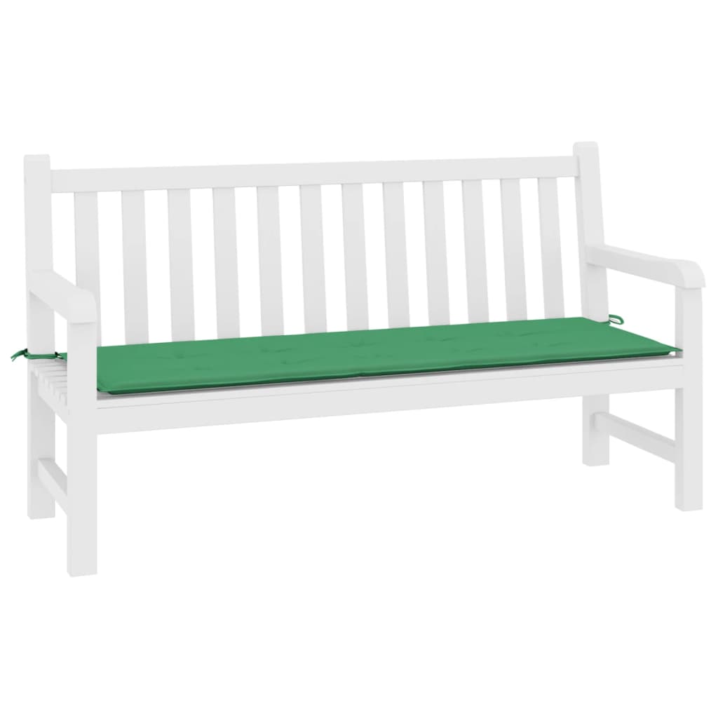 Green Oxford fabric garden bench cushion, 78.7x19.7x1.2 inches, with ties.