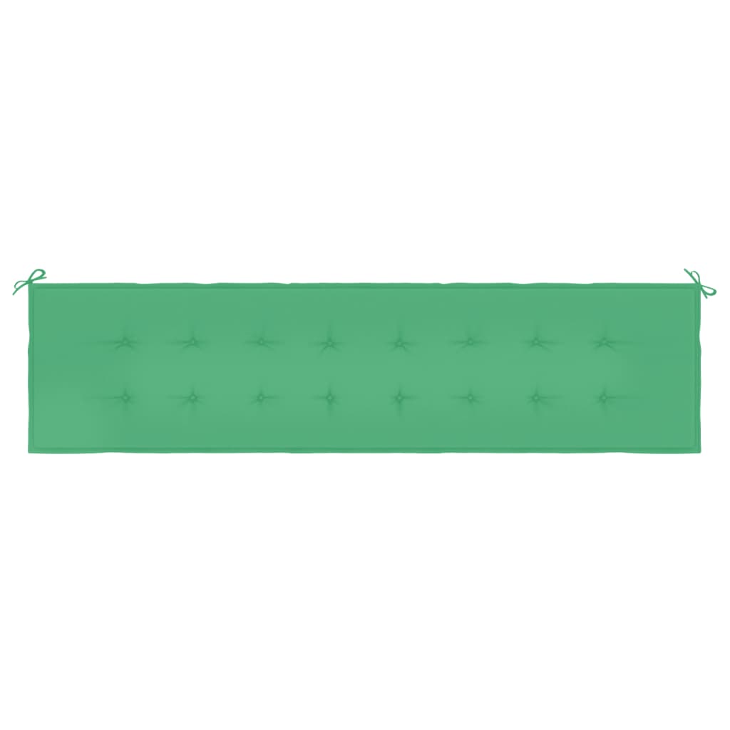 Green Oxford fabric garden bench cushion, 78.7x19.7x1.2 inches, with ties.